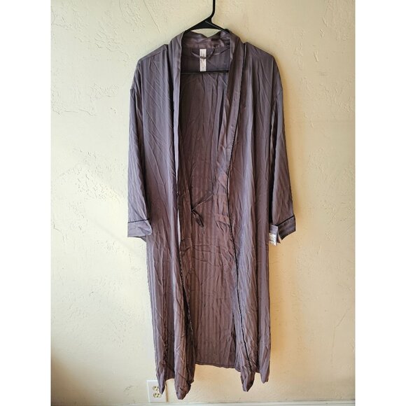 Auden Shadow Striped Long Satin Robe M/L - Picture 1 of 5